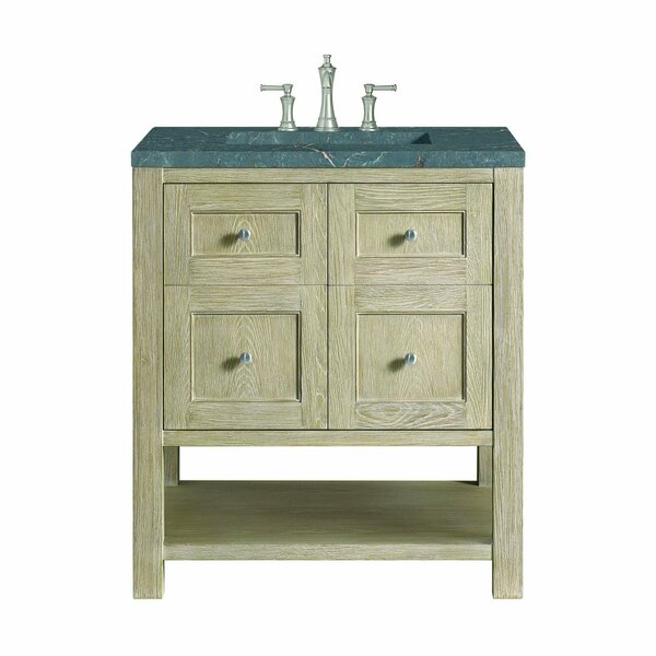 James Martin Vanities 30'' Single Vanity, Whitewashed Oak w/ 3 CM Parisien Bleu Quartz Top 330-V30-WWO-3PBL